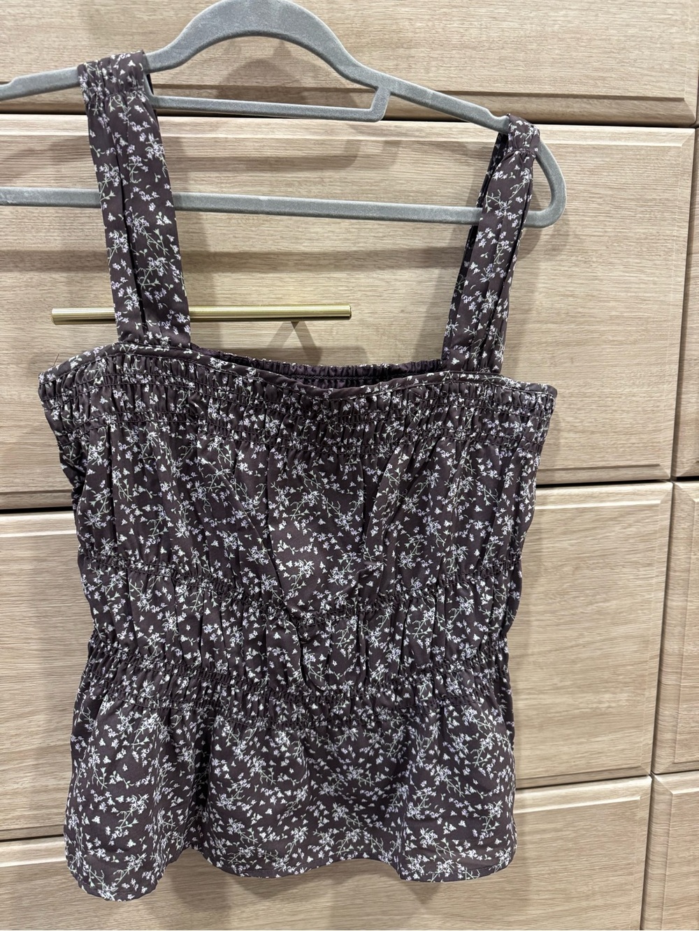 Wishlist Apparel Smocked Floral Tank Top - dark purple Floral, Sz M